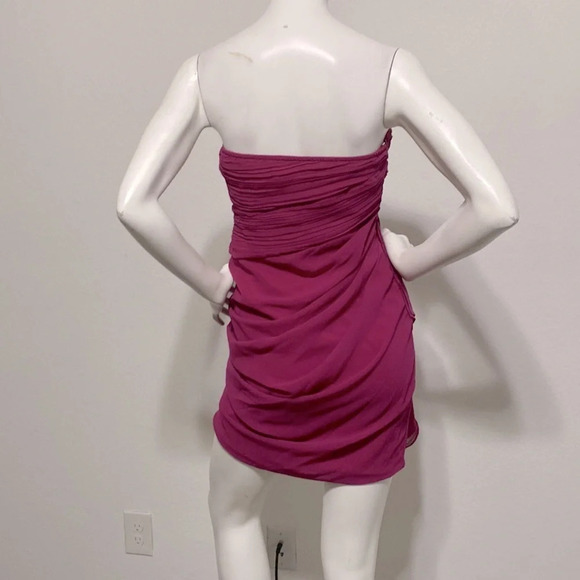 Minuet Dark Pink Strapless Sweetheart Ruched Mini Dress Size S - Picture 4 of 7